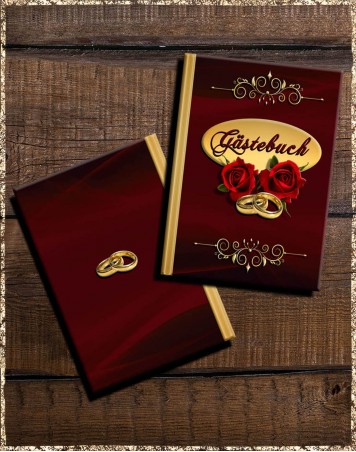 Gästebuch Hochzeit - XL - DIN A4 dunkelrot gold